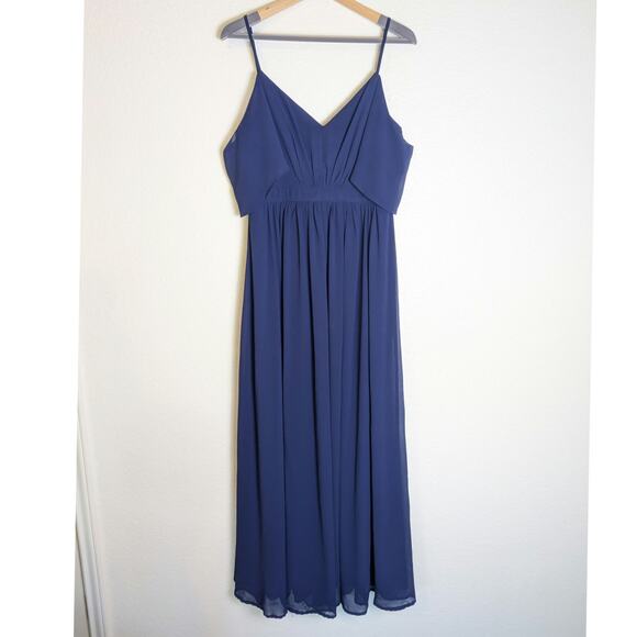 Lulus Ways Of Desire Blue Chiffon Flutter Sleeve Maxi Dress Women Size M Formal - Picture 2 of 10